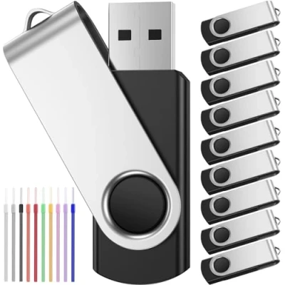 Bild av USB minnen 8 GB 10 pack flashenheter bärbara 2.0 minnessticka svängbar metall pennenhet multipack U disk värde hänge för PC bärbar dator surfplatta datalagring fotografier med sladdar av FEBNISCTE