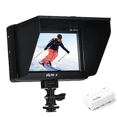 Bild av VILTROX DC 70 II 7 tum HD stöder 4K signal HDMI ingångskamera video fältmonitor för DSLR kamera videokamera med uppladdningsbart F550 batteri