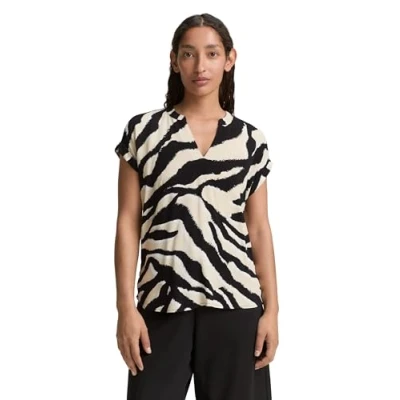 Bild av TOM TAILOR damblus, 38070 abstrakt beige zebra, 46