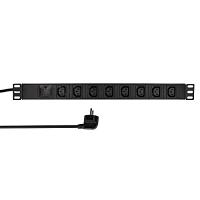 Bild av LogiLink Professional PDU8A01 hylsor av hög kvalitet &quot;19&quot; 8 delad IEC320 med överspänningsskydd svart