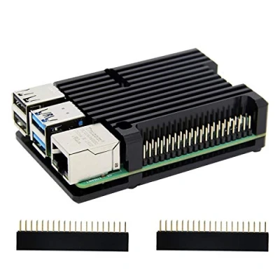 Bild av Geekworm Raspberry Pi 4 datormodell B rustning aluminiumlegering/hallon passiv kylskal metallhölje värmeavledning endast för 4B (fodral utan fläkt svart)