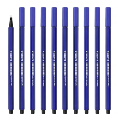 Bild av Westcott STORYLINER fineliner blå 10 stycken Premium med 0,4 mm linjetjocklek Exakt linjeguide, metallkantad spets, snabbtorkande vattenbaserat bläck E 73777 00