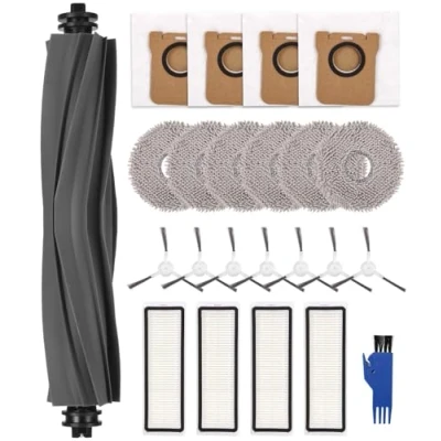 Bild av Jissta reservdelar tillbehörsset för Xiaomi X20 Dreame L10s Ultra/L10 Ultra robotdammsugare, 1 huvudborste, 7 sidoborstar, 4 filter, 6 torkkuddar, dammpåsar, x rengöringsborste,