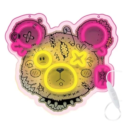 Bild av FOREVER Light LED Neon Art Punk Bear flerfärgad lampa för hem restauranger ekonomisk neonskylt med USB perfekt konst ljusjustering