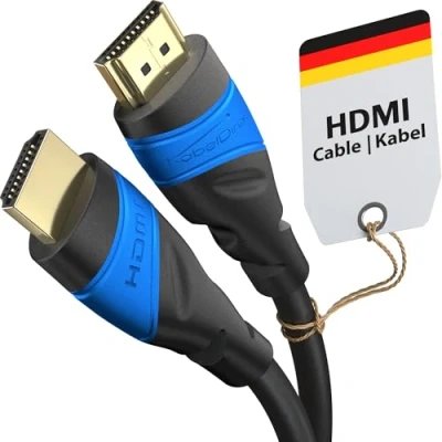 Bild av KabelDirekt 4K HDMI Kabel 5m Finns i 0,15 22,5m För varje anslutning (4K@60Hz, 2.0, High Speed med Ethernet, TV, Blu ray, PS5, Xbox Series, Switch svart)