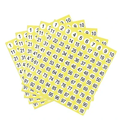 Bild av JUHONNZ Nummerklistermärken, 50 ark 1 100 runda självhäftande numrerade klistermärken etiketter med små siffror, diameter cm