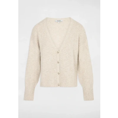 Bild av Morgan Longsleeved Vneck Kofta, Storlek: Small, Beige