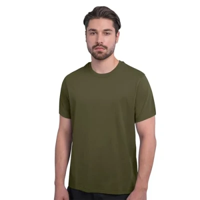 Bild av HRM herr lyx rund hals t shirt I premium av 100% ekologisk bomull basic tvättbar upp till 60 C Högkvalitativa och hållbara herrkläder, OLIV, L
