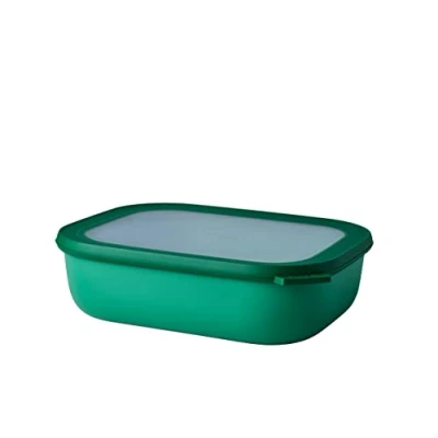 Bild av Mepal Multi Bowl Cirqula Rectangular Plastbehållare med lock Lämplig som lufttät behållare för kylskåp, mikrovågsugn, serveringsskål Köksskålar 2 000 ml Levande grön