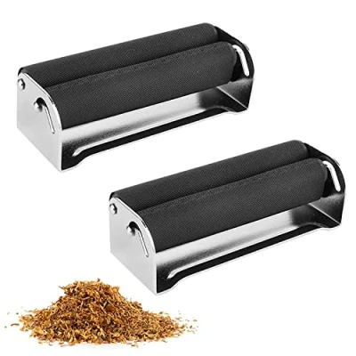 Bild av Set: 2 stycken manuella cigarettsvarvmaskiner, cigarettrullar 70 mm, metall med bruksanvisning + gratis lyckodekal