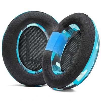 Bild av WC FreeZe QC35 Cooling Gel öronkuddar för Bose &amp; QC35ii (QuietComfort 35) hörlurar och mer Andningsbart sporttyg, kylgel, extra tjock svalare längre Cyan prisma