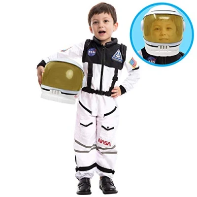 Bild av Spooktacular Creations NASA astronauter pilotkostym med mobil visirhjälm för barn, pojkar, flickor, småbarn, rymlig, rollspel, utklädning vit X Large (1315 år)