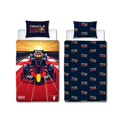Bild av Character World Oracle Red Bull Racing officiellt påslakanset för enkelsäng hastighetsdesign vändbart 2 sidigt bäddset inklusive matchande örngott polycotton