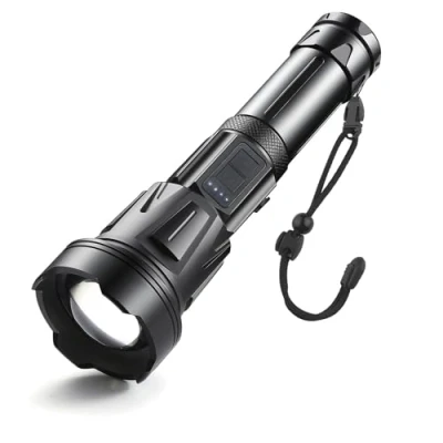 Bild av ASORT LED ficklampa extremt ljus 40000 lumen USB uppladdningsbar XHP360 IPX67 vattentät zoombar fackla för camping vandring och nödsituationer användning (26650 batteri)