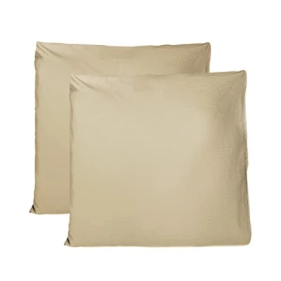 Bild av Par av örngott 100% ren bomull 65x65 CM, set om 2 sängkuddsöverdrag tillverkade i Italien, kuvertstängning, enfärgade, standardstorlek Beige