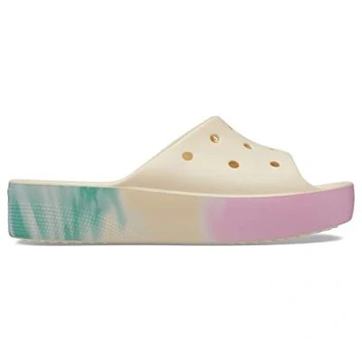 Bild av Crocs Women&#039;s Classic Slide Plattformssandaler, vanilj/multi, storlek 40 41