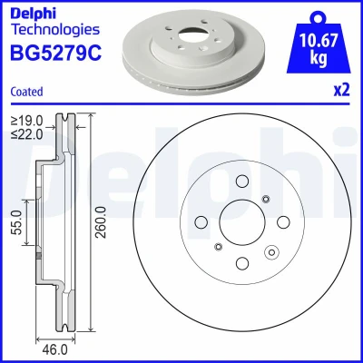 Bild av Bromsskiva DELPHI BG5279C