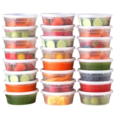 Bild av Deli behållare med lock 8 oz [24 set] Matförvaringsbehållare för måltidsförberedning, soppbehållare och fryssäker, BPA fri portionskontroll läckagesäker Mikrovågsugn