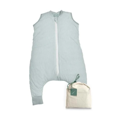Bild av Molis&amp;Co Pyjamas filt med fötter, 2,5 TOG, 70 cm (1 år), perfekt för vintern, mjuk och varm, 100 % bomull (Oeko Tex 100), blå surf