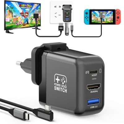 Bild av switch Dock för Nintendo OLED, 3 i 1 TV adapter med 4K 60Hz HDMI, USB 2.0 port, typ C 30W laddare, bärbar dockningsstation resa, Samsung Dex S23, MacBook