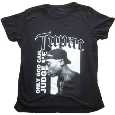 Bild av Tupac T Shirt 2PAC Only God can Judge Me Official Womens Boyfriend Fit Black S