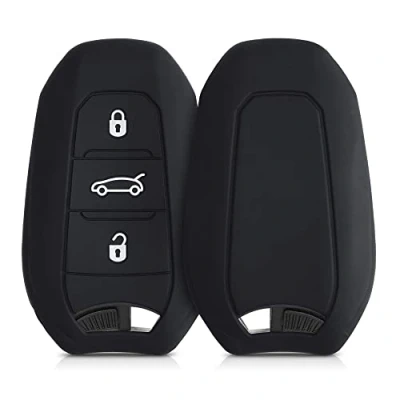 Bild av kwmobile Bilnyckeltillbehör kompatibelt med Peugeot Citroen Smartkey (endast Keyless Go) 3 knapp mjukt silikonfodral för bilnyckel svart