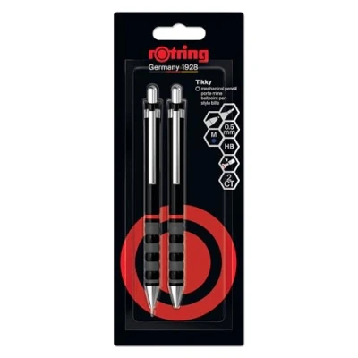 Bild av Rotring Tikky Mechanical Pencil &amp; Ballpoint Set HB Lead 0.5 mm Medium Point Pen Black Barrel