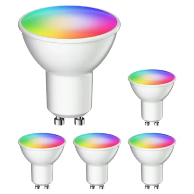 Bild av ledscom.de 5 st GU10 LED RGB lampor, PAR16, varmvit kallvit (2900 6200 K), 5,5 W, 473lm, 103, Smart Home, WLAN, Alexa, matt