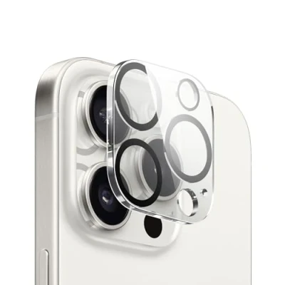 Bild av elago 2 st härdat glas + kameralinsskydd kompatibelt med iPhone 15 Pro och Max 9H ythårdhet, anti fingeravtryck, splittersäker, repskydd