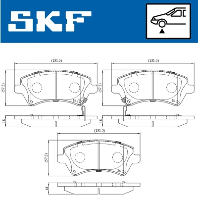Bild av SKF VKBP 80330 A Jeu de plaquettes frein avec indicateur d&#039;usure TOYOTA: Corolla IX 3/5 portes, Berline, Station Wagon