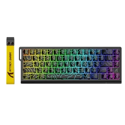 Bild av ATTACK SHARK X68 HE 8 000 Hz Rapid Trigger tangentbord, 0,01 mm RT noggrannhet, kabelansluten RGB 60 % speltangentbord med magnetiska switchar, justerbar manövrering, snap Tap, för PC/Mac, svarta