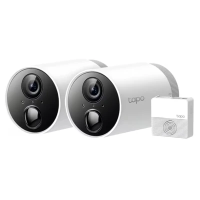 Bild av TP Link Tapo C400S2 Batteri Extern Wi Fi kamera, 1080p Fullständig High Definition, 2 Kamera Trådlöst säkerhetssystem, IP65 vattentät, vägs ljud, Innehåller Hub H200