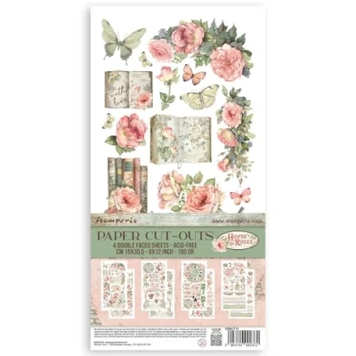 Bild av Stamperia Paper Cut Outs for Scrapbooking, Albums, Card Making, Bullet Journalling and More, Acid Free, Double Sided, 4 Sheets, Perfect Hobbies, Crafts, Gifting (House of Roses)