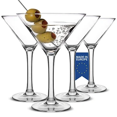 Bild av Volarium CRYSTALIA Lyxiga martiniglas set med 4, 175 ml 100 % bly och kadmiumfritt klassiskt Martini set, cocktailglas festdricksglas, espresso