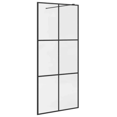 Bild av vidaXL Duschvägg med klart ESG glas 90x195 cm svart