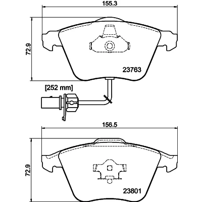 Bild av HELLA 8DB 355 009 201 Jeu de plaquettes frein avec contact du palpeur d&#039;usure intégré AUDI: A4 B7 Avant, A6 C6 Berline, SEAT: Exeo ST