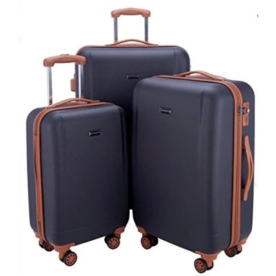 Bild av HUVUDSTADT Resväska badkarsjö handbagage hårt skal vagn rullväska resväska, Mörkblå, 3er Set, set