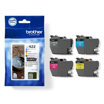 Bild av Brother original LC 422VAL bläckpatroner värdepaket MFC J5340DW, J5345DW, J5740DW, J6540DW, J6940DW (bestående av 4 bläckpatroner: svart, cyan, magenta, gul)