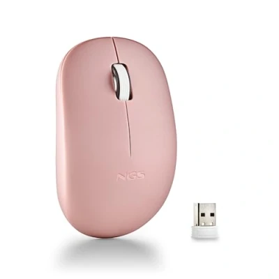Bild av NGS Fog Pro Pink Trådlös mus, optisk mus med 1000 DPI, nano USB gränssnitt, tysta knappar, 2 knappar och rullhjul, plug and play, båda händer, rosa