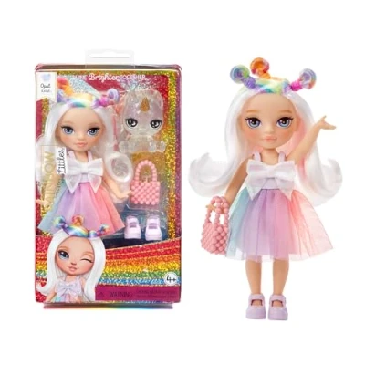 Bild av Rainbow High Littles Opal Raine liten, rörlig modedocka regnbågsfärgad 14 cm stor docka med handväska och magisk enhörning för barn samlare