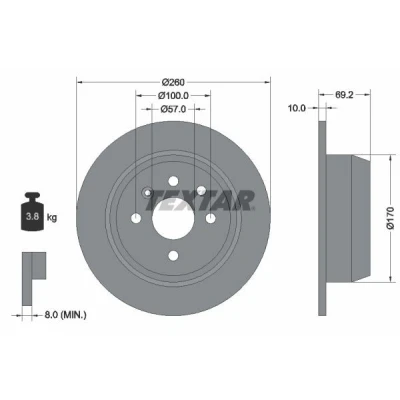 Bild av TEXTAR 92057000 Disque de frein 260 10 04/06 100 plein sans boulon fix roue, moyeu roue OPEL: Astra F CC, Berline