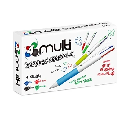 Bild av OSAMA, 4 Multi färgpennor set med färger, 12 st. flerfärgade pennor, 1,0 mm, svart, blå, röd och grön bläck, perfekt för skol , universitets kontorsmaterial