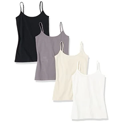Bild av Amazon Essentials Women&#039;s Kamisol smal passform, Pack of 4, Grå/Gråbrun, XL