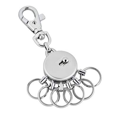 Bild av Nyckelring i metall med karbinhakar 6 utfällbara ringar från Jadani, Matt silver, 93x25x8, Klassisk