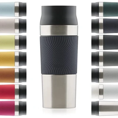 Bild av Blumtal Termomugg 500 ml Kaffemugg to go i rostfritt stål läckagesäker isolerad Mugg kall/varm med 360 dricksöppning + snabbförslutning Mörkblå