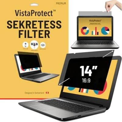 Bild av VistaProtect Premium Sekretessfilter och filter för blått ljus. Privacy Filter. Integritetsfilter bärbara datorer (14&quot; tum)