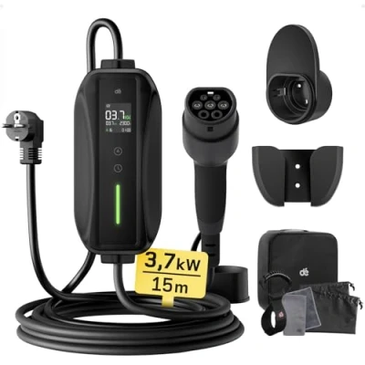 Bild av dé Laddkabel typ 2 schuko 3,7kW[1 fas, 15m, 6 16A] EV Laddare för Elbilar, Model Y/3, ID.4, Enyaq, ATTO 3, I4 och andra PHEV/EV