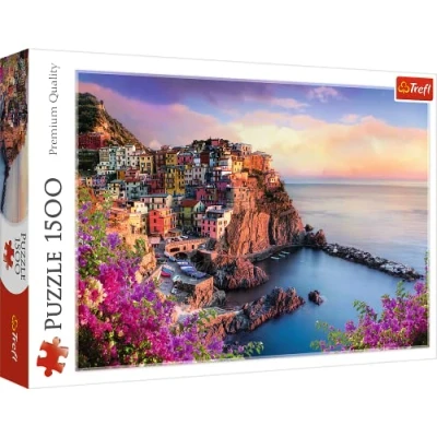 Bild av Trefl Pussel Utsikt Över Staden Manarola 1500 Bitar, Hög Kvalitet, Landskap, Italien Cinque Terre Semester Romantisk För Vuxna Och Barn Från 12 År
