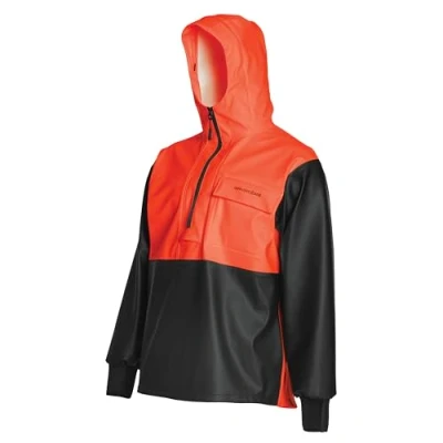 Bild av Grundéns Men&#039;s Neptune Anorak Herr Yrkesfiske Pullover Anorackjacka Vattentäta, Justerbar, Orange, 3X Large