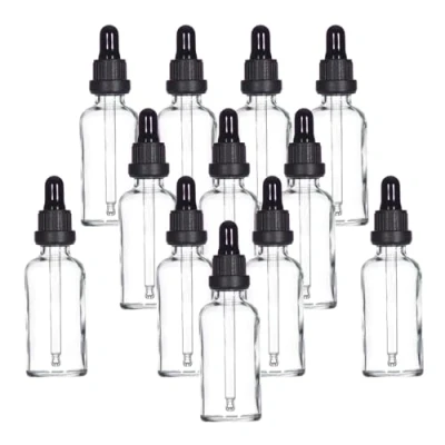 Bild av Yizhao Transparent Glas Droppflaska 50ml, med Pipett Droppare, för Eteriska Oljor, Aromaterapi, Kosmetika, Laboratorium, Apotek, Vätskor, Resor 12 Stycken
